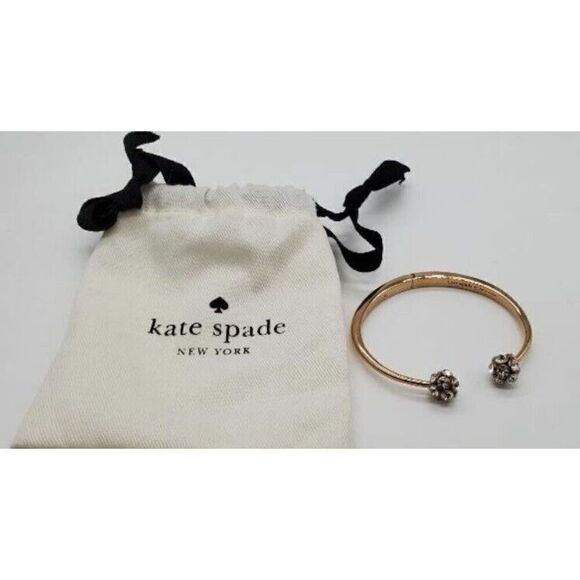 Kate Spade Gold Tone Rhinestone Hinged Cuff Bracelet - Picture 8 of 10